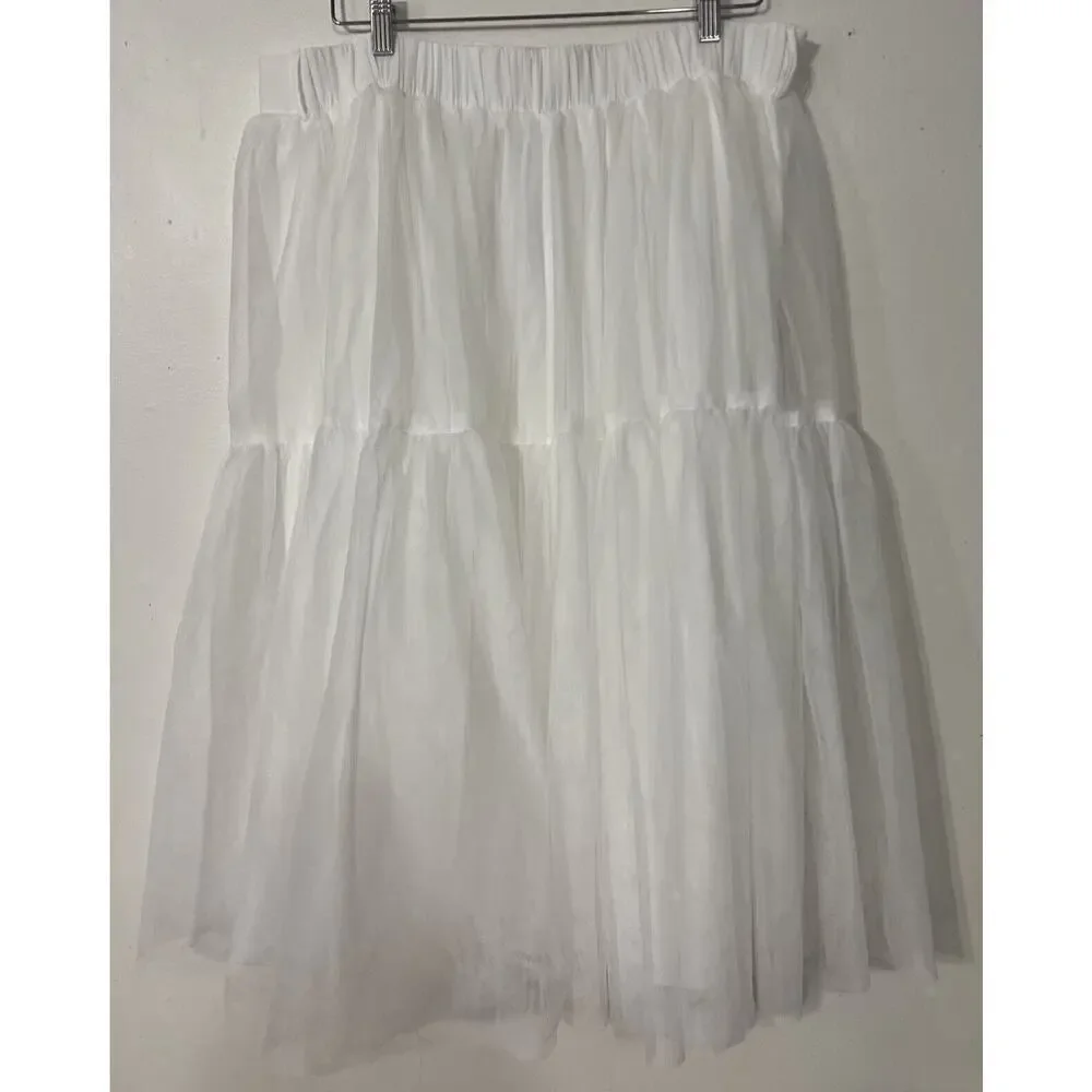 New Women's New York and Company‎ White Tulle Lined Skirt size 2X NWT - Picture 2 of 7